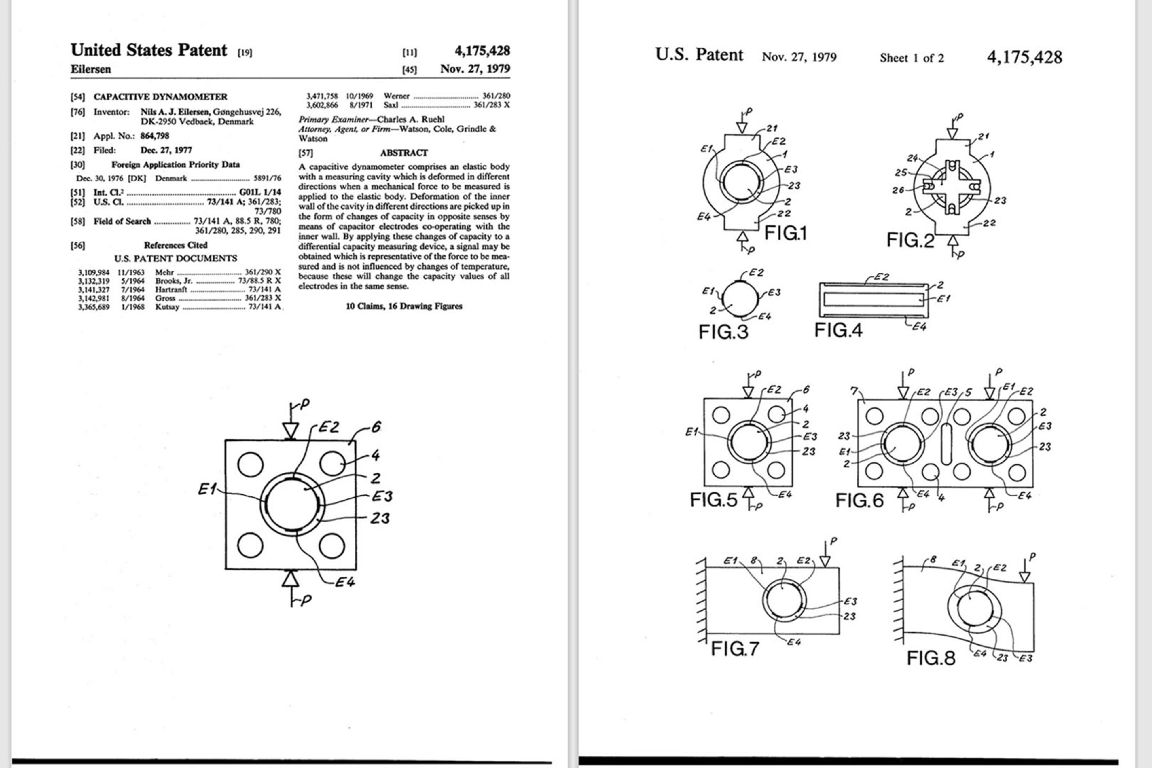 The first Eilersen patent from 1979 on capacitive load cells