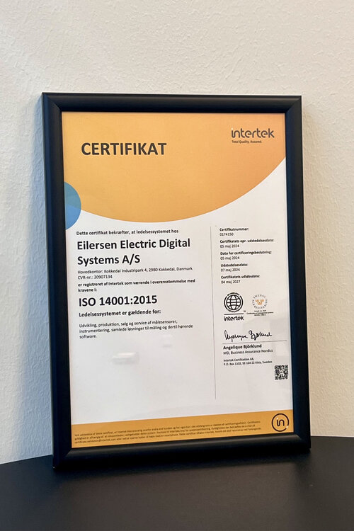 Eilersen Electric A/S ISO 14001 certificate
